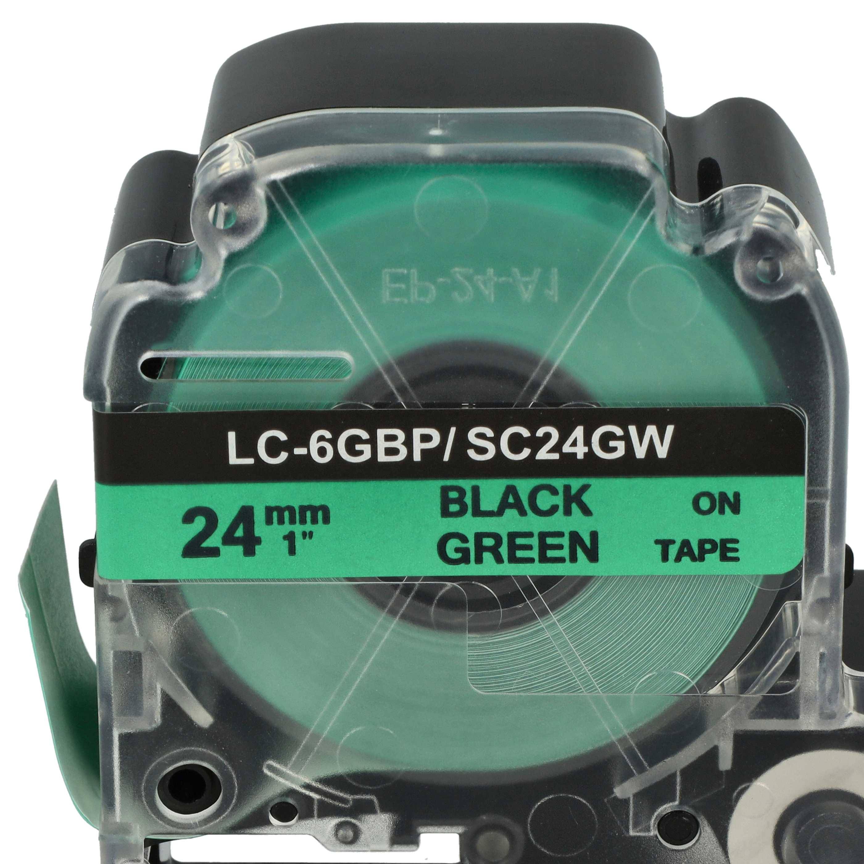 vhbw Schriftband-Kassette Ersatz für Epson LC-6GBP für Etiketten-Drucker 8m x 24mm Schwarz auf Grün
