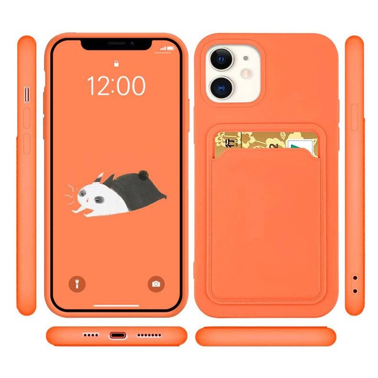 Card Case Silikon Portemonnaie Handyhülle mit Kartenfach Cover Bumper für Samsung Galaxy A13 5G Rot