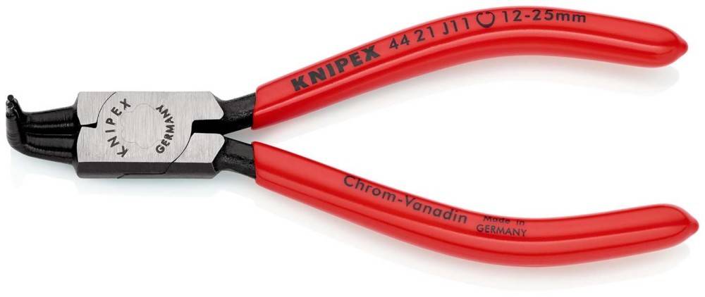 Rote Knipex-Endzangen mit gebogenen Griffen, auf weißem Hintergrund dargestellt, zum Schneiden von Draht oder Nägeln verwendet.