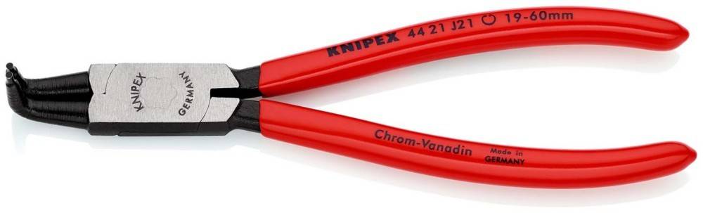 Rot gestielt Knipex-Zange mit schwarzen Backen, abgebildet auf weißem Hintergrund.