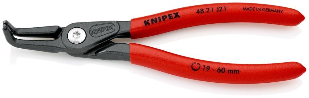 Rote Zange mit schwarzen Metallbacken, beschriftet mit 'Knipex'.