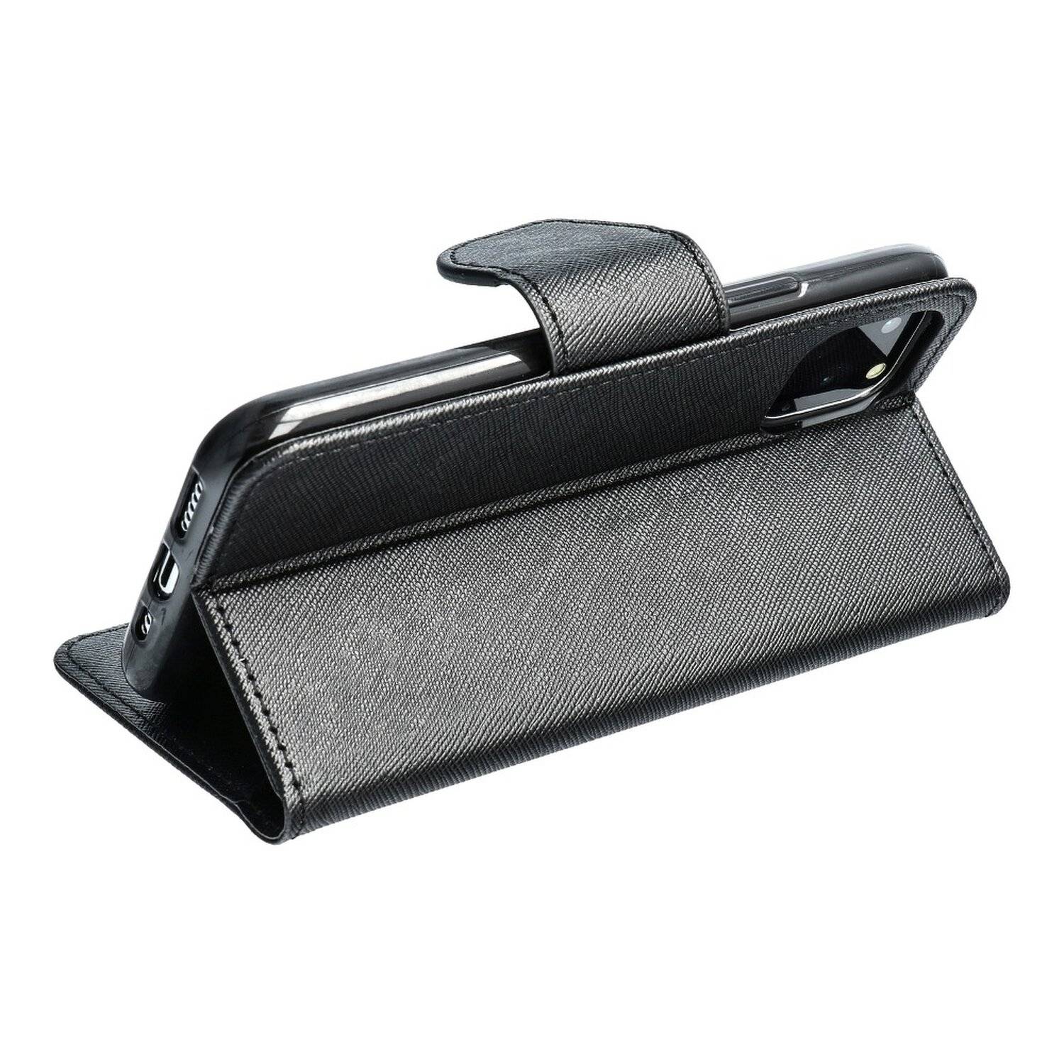 Buch Tasche "Fancy" für XIAOMI REDMI 10 Handy Hülle Etui Brieftasche Schutzhülle mit Standfunktion, Kartenfach Schwarz