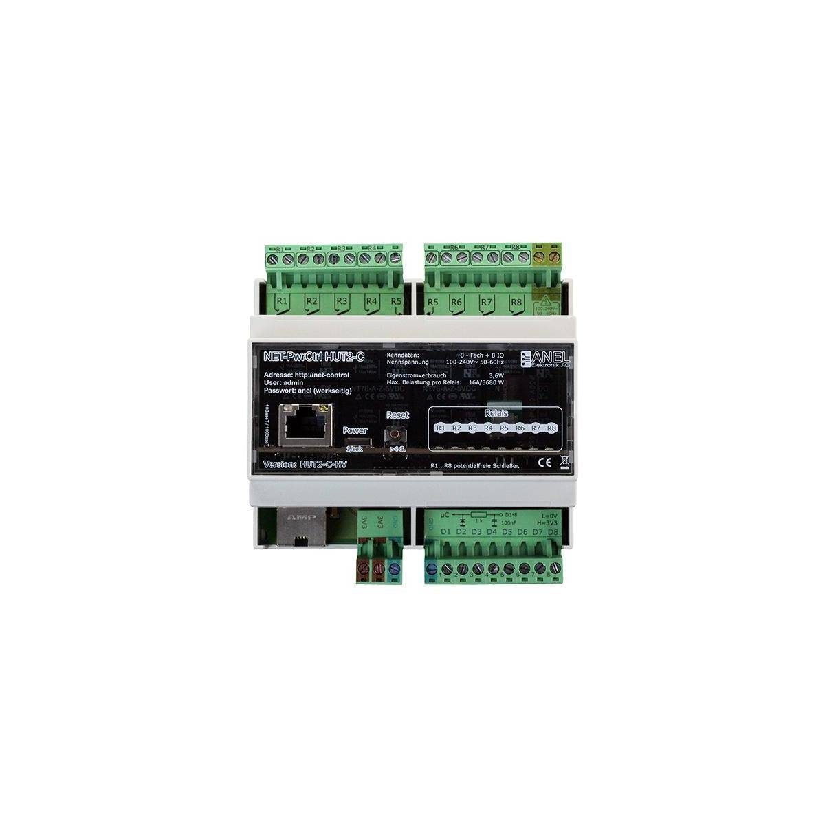 NET-PWRCTRL HUT 2C HV - 8 Ethernet/Internet gesteuerte Relais, 16A