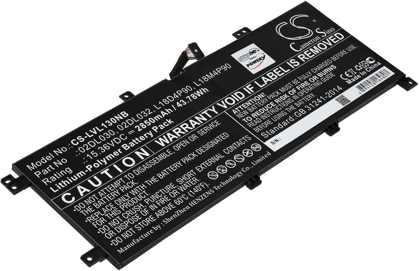 Powery Akku für Laptop Lenovo ThinkPad L13-20R4S42200, 15,36V, Li-Polymer