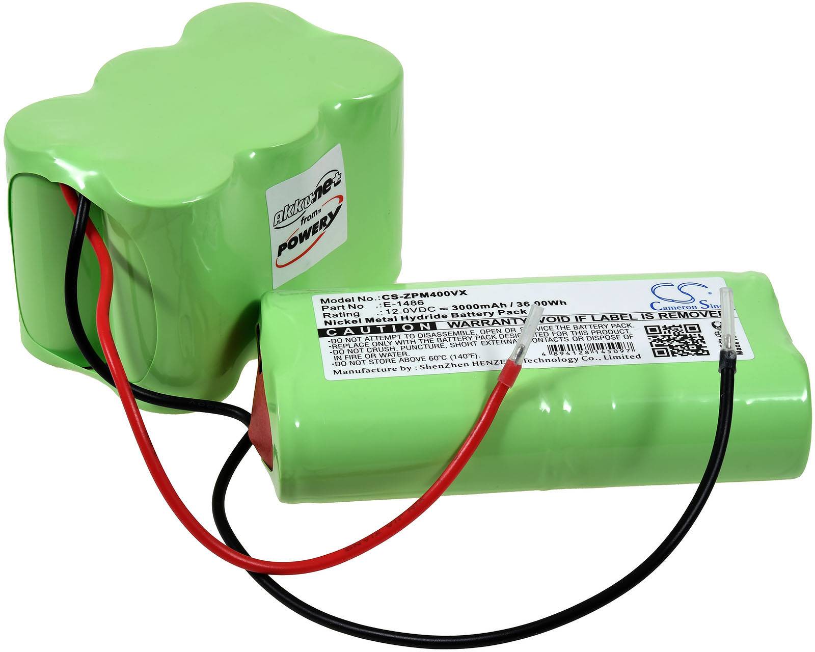 Powery Akku passend für Staubsauger Zepter Turbohandy 2 in 1 PWC-400, Typ E-1486, 12V, NiMH