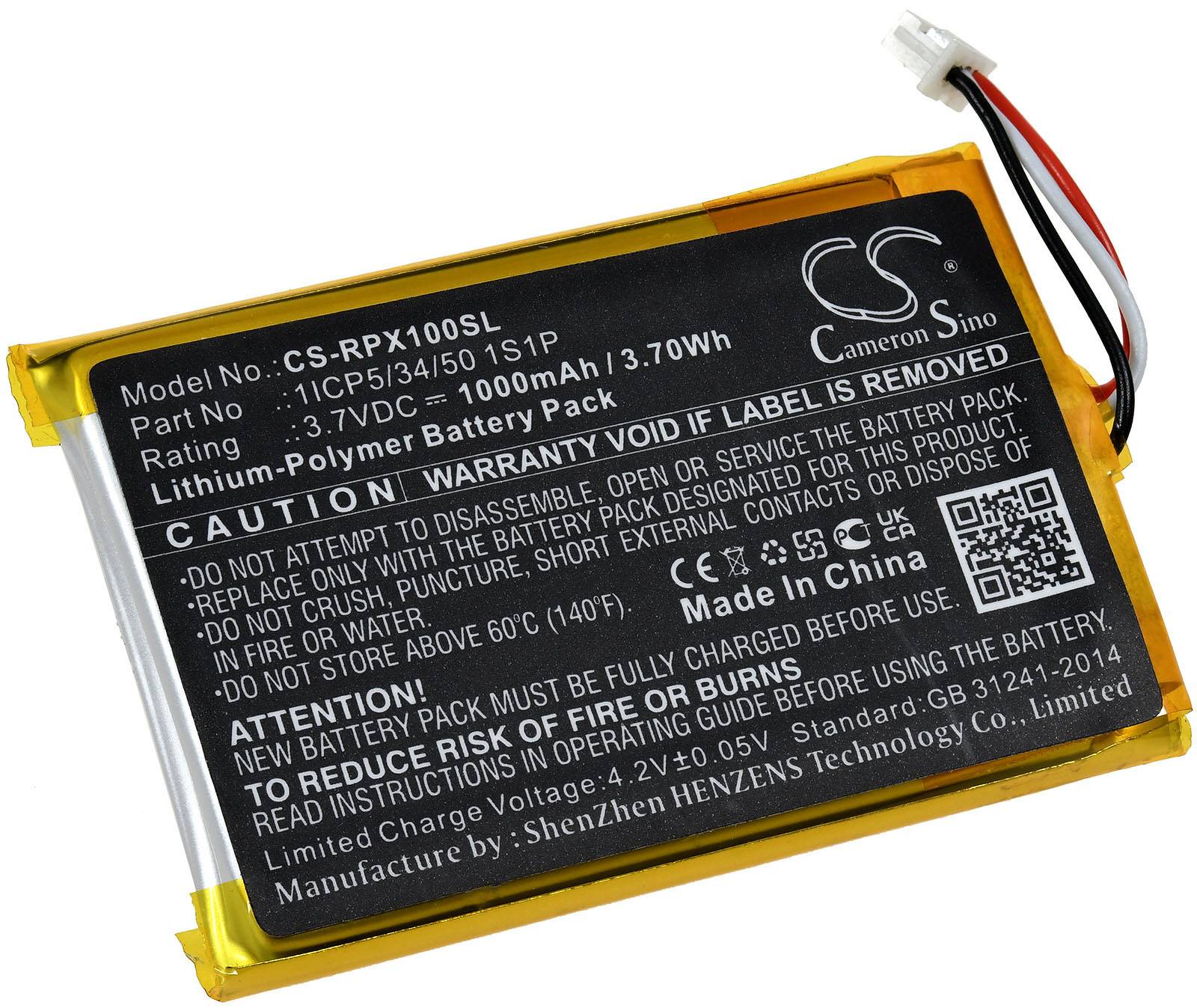 Powery Akku passend für Bluetooth-Kopfhörer Razer OPUS X, Typ 1ICP5/34/50 1S1P, 3,7V, Li-Polymer