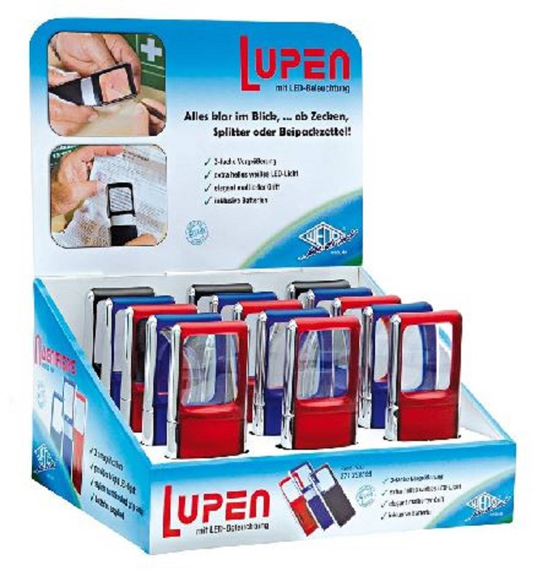 Display Rechtecklupen mit LED-Beleuchtung