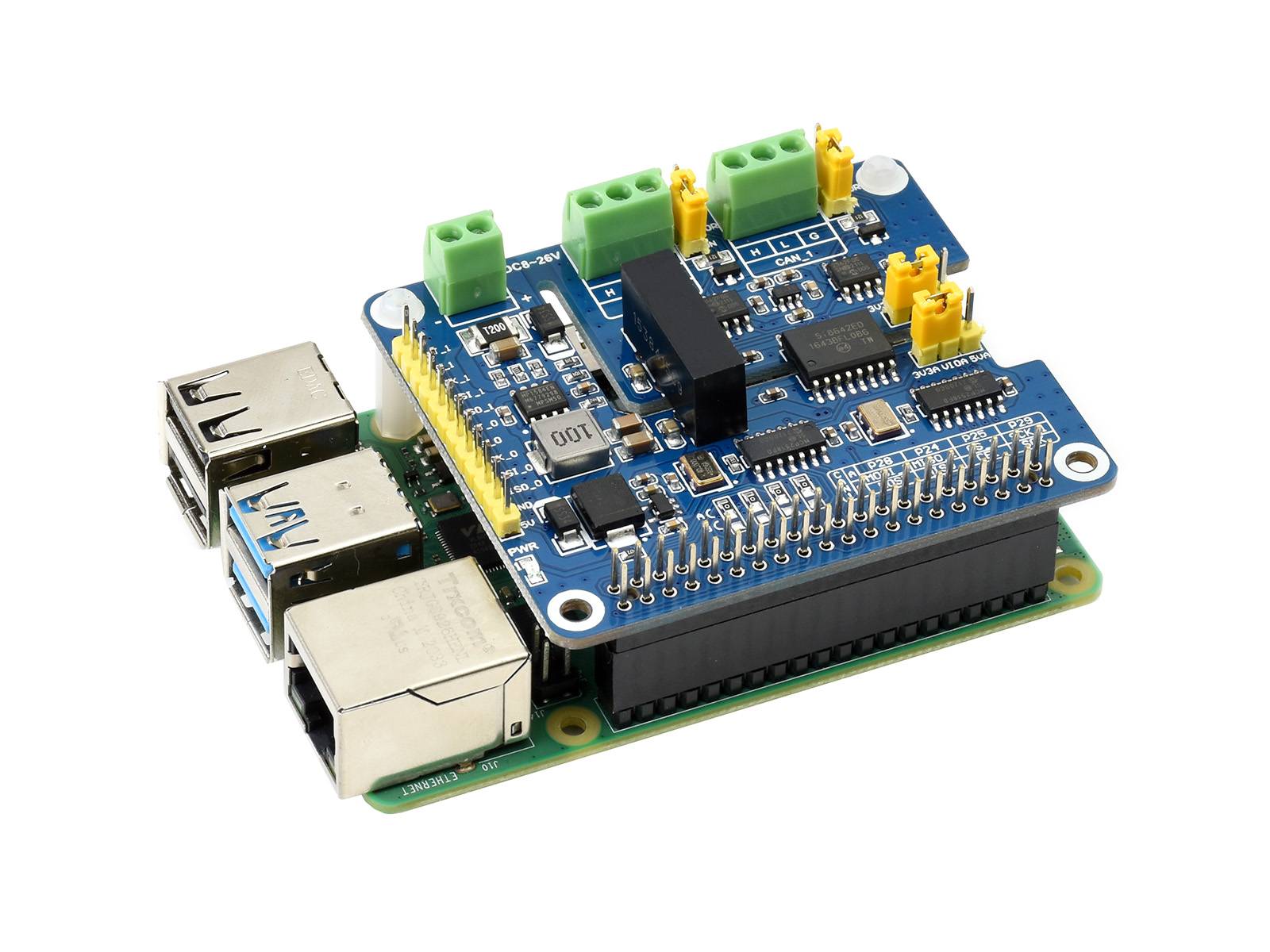 WaveShare 2-Channel Isolated CAN FD Expansion HAT for Raspberry Pi, Multi Protections