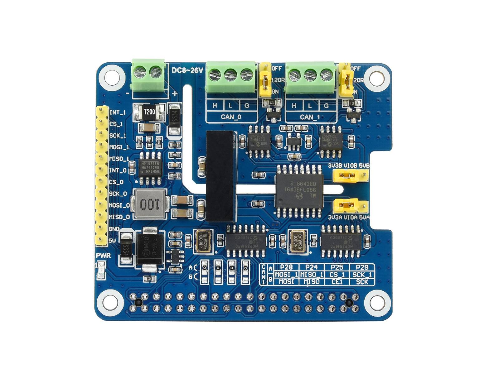 WaveShare 2-Channel Isolated CAN FD Expansion HAT for Raspberry Pi, Multi Protections