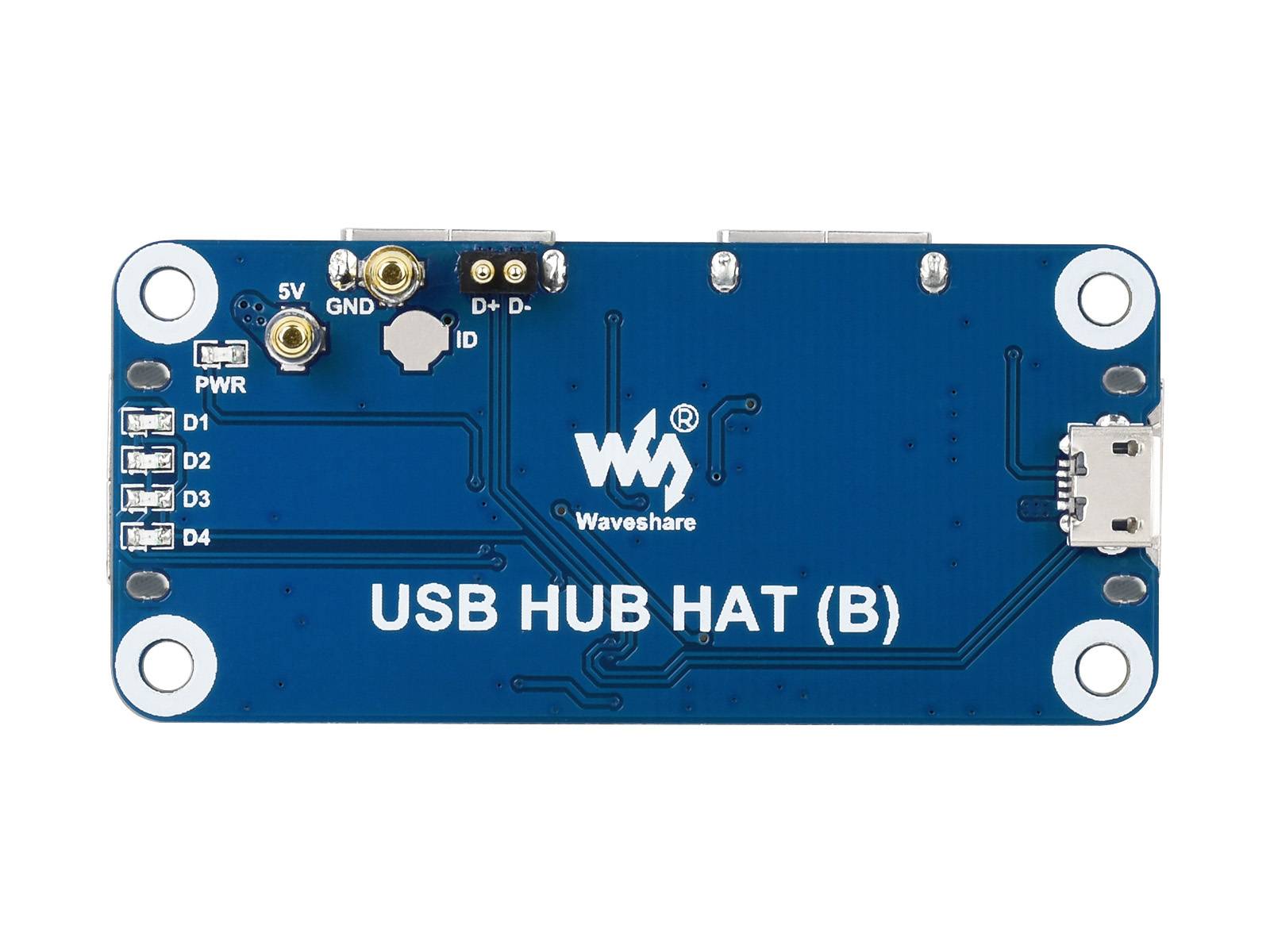 WaveShare USB HUB HAT (B) for Raspberry Pi Series, 4x USB 2.0 Ports