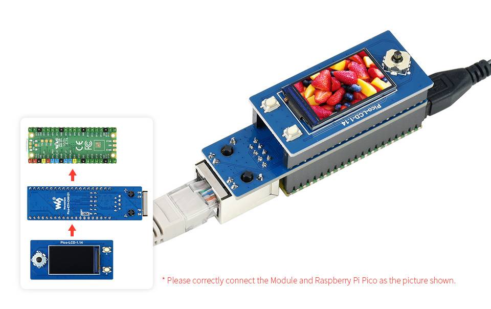 WaveShare Ethernet to UART Converter for Raspberry Pi Pico, 10/100M Ethernet
