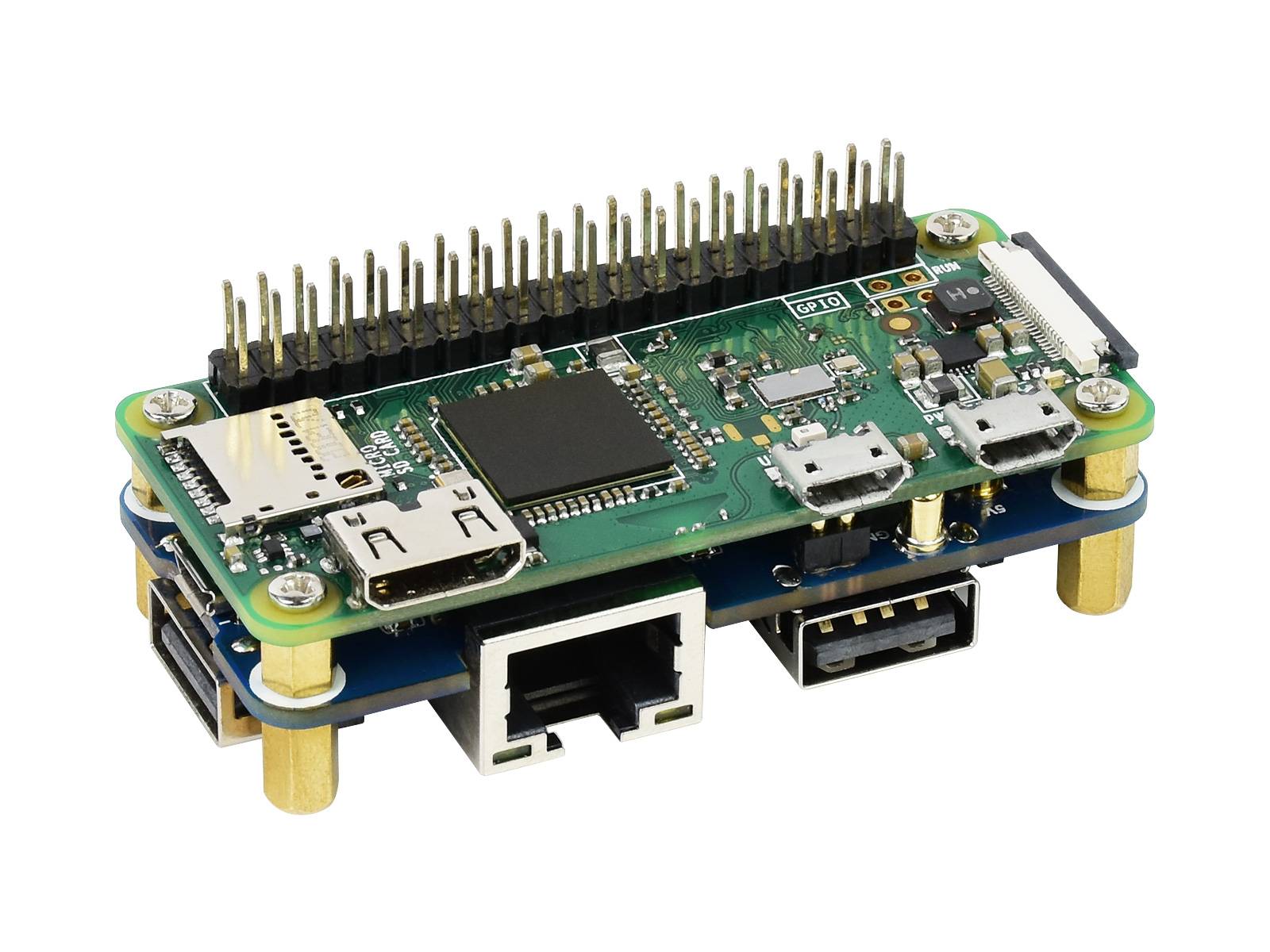 WaveShare Ethernet / USB HUB HAT (B) for Raspberry Pi Series, 1x RJ45, 3x USB 2.0