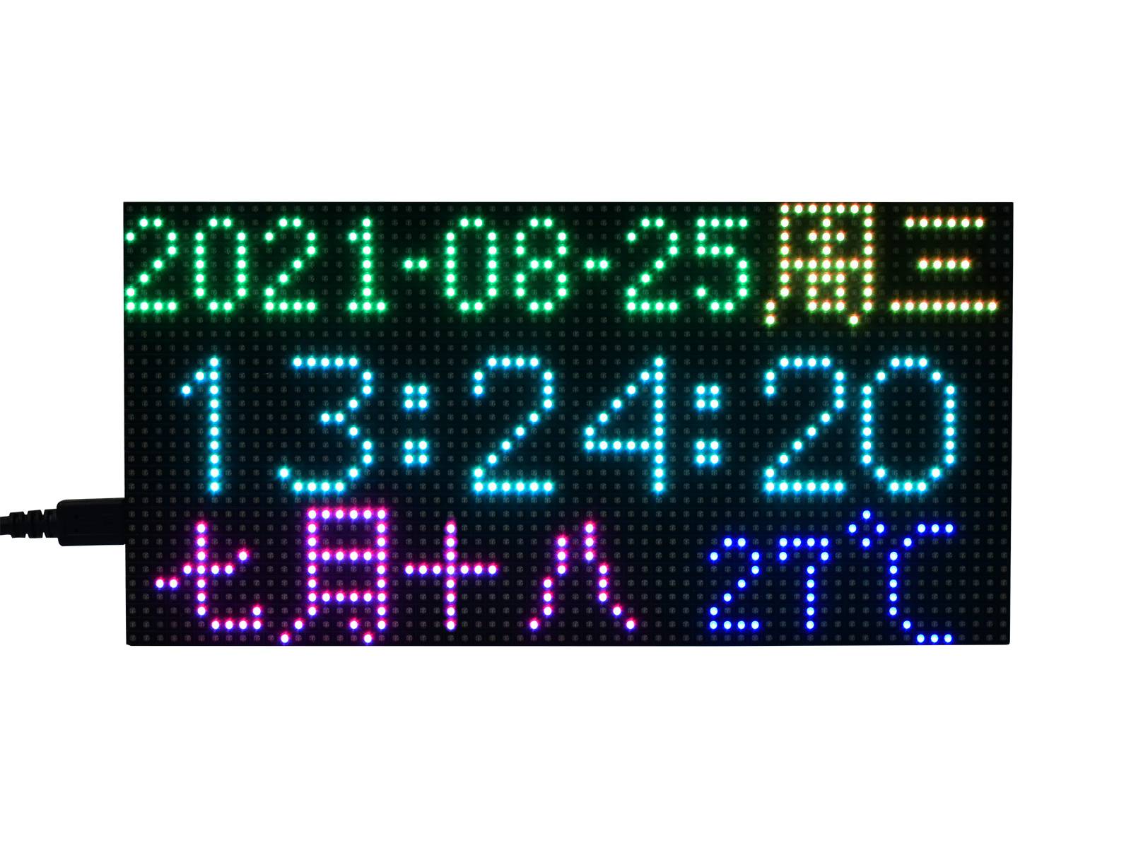 WaveShare RGB Full-Color Multi-Features Digital Clock for Raspberry Pi Pico, 64x32 Grid, Accurate RTC