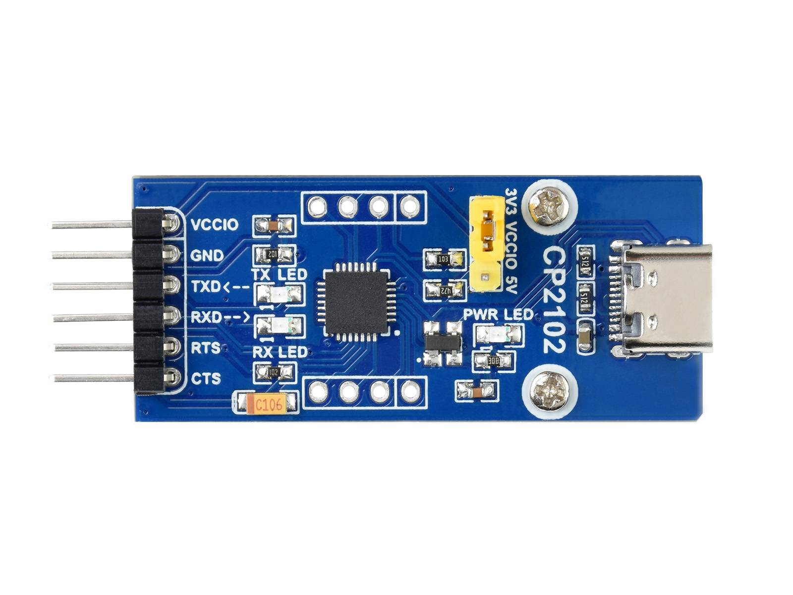 WaveShare CP2102 USB UART Board (Type C), USB To UART (TTL) Communication Module, USB-C Connector