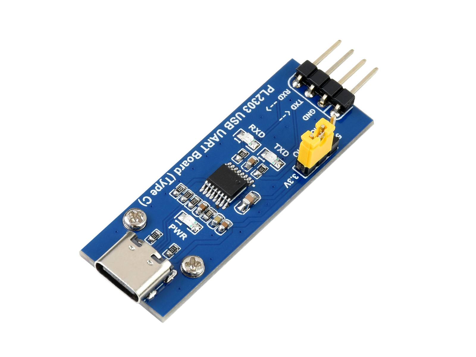 WaveShare PL2303 USB UART Board (Type C), USB To UART (TTL) Communication Module, USB-C Connector