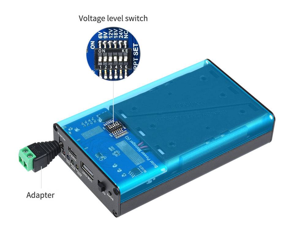 WaveShare Solar Power Manager (C), Supports 3x 18650 Batteries, Multi Protection Circuits