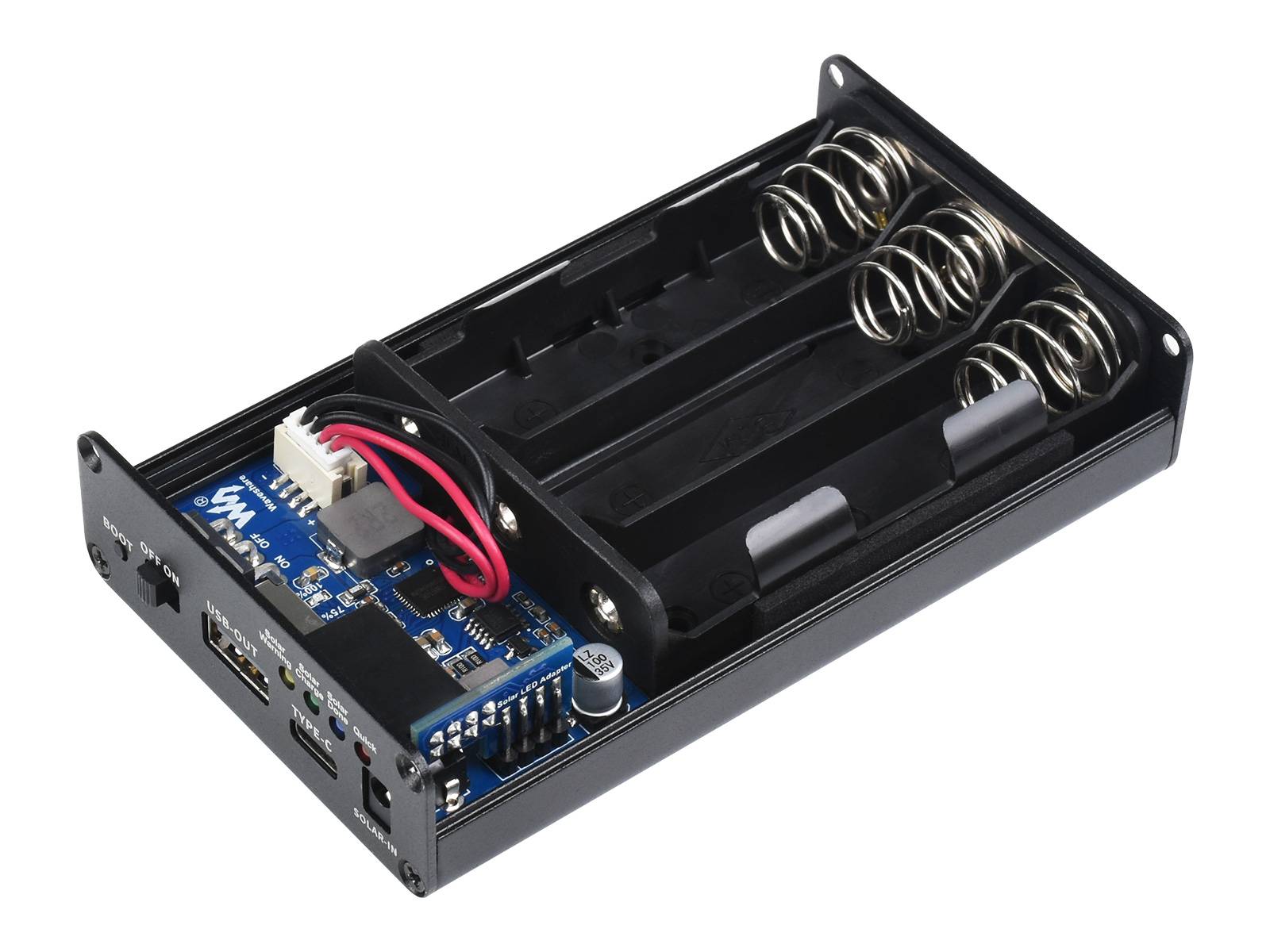 WaveShare Solar Power Manager (C), Supports 3x 18650 Batteries, Multi Protection Circuits