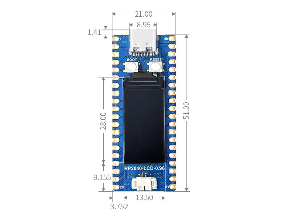WaveShare RP2040-LCD-0.96 MCU Board with LCD Based on Raspberry Pi Pico RP2040