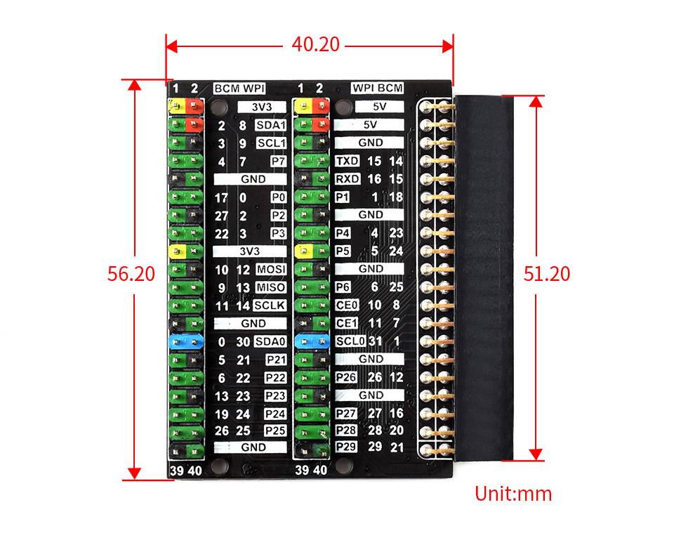 WaveShare Raspberry Pi 400 GPIO Header Adapter, Header Expansion, 2x 40PIN Header