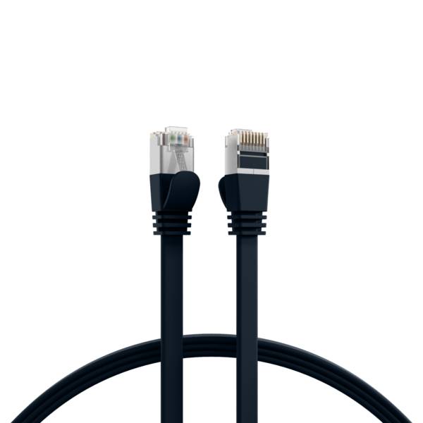 RJ45 Flachpatchkabel Cat.6A U/FTP PVC -- schwarz 0,25m Kupferverkabelung Patchkabel