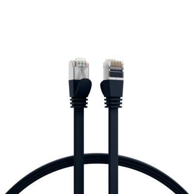 RJ45 Flachpatchkabel Cat.6A U/FTP PVC -- schwarz 0,5m Kupferverkabelung Patchkabel