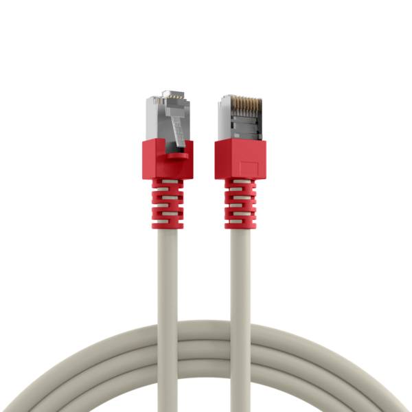 RJ45 Patchkabel Cat.5e SF/UTP PVC -- Tülle rot CCA crossed grau 3m Kupferverkabelung