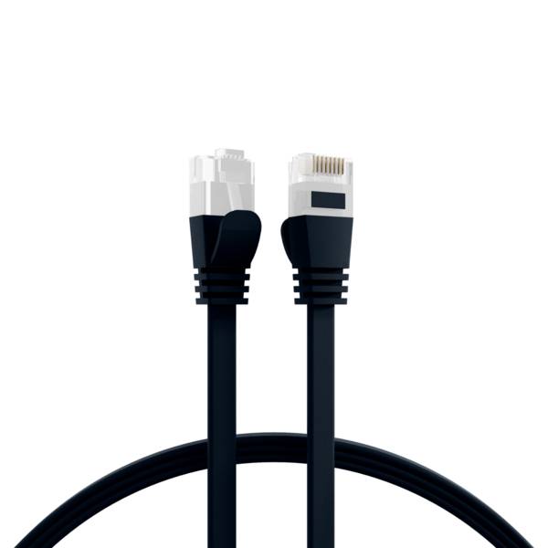 RJ45 Flachpatchkabel Cat.6A U/UTP PVC -- schwarz 3m Kupferverkabelung Patchkabel