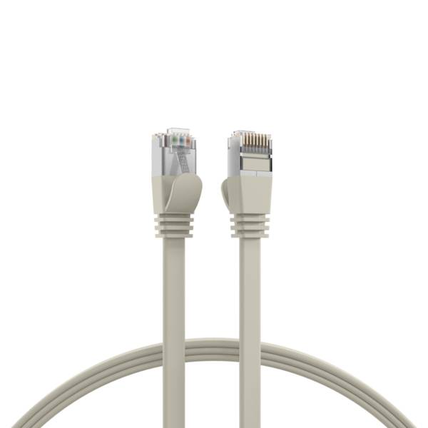RJ45 Flachpatchkabel Cat.6A U/FTP PVC -- grau 1m Kupferverkabelung Patchkabel