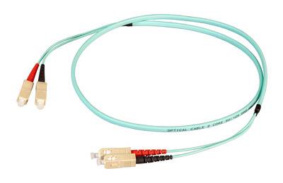 Duplex Patchkabel Flat-Twin SC-SC OM3 -- 50m LSZH 3x5mm aqua Glasfaserverkabelung Glasfaser OM3