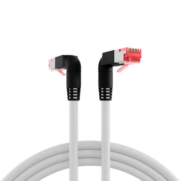 RJ45 Patchkabel Cat.6A S/FTP LSZH -- Draka UC900 TM21 2x90° weiß 2m Kupferverkabelung