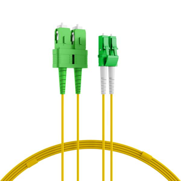 Duplex Patchkabel LC/APC-SC/APC OS2 G652D -- 15m LSZH 2mm gelb Glasfaserverkabelung Glasfaser OS2