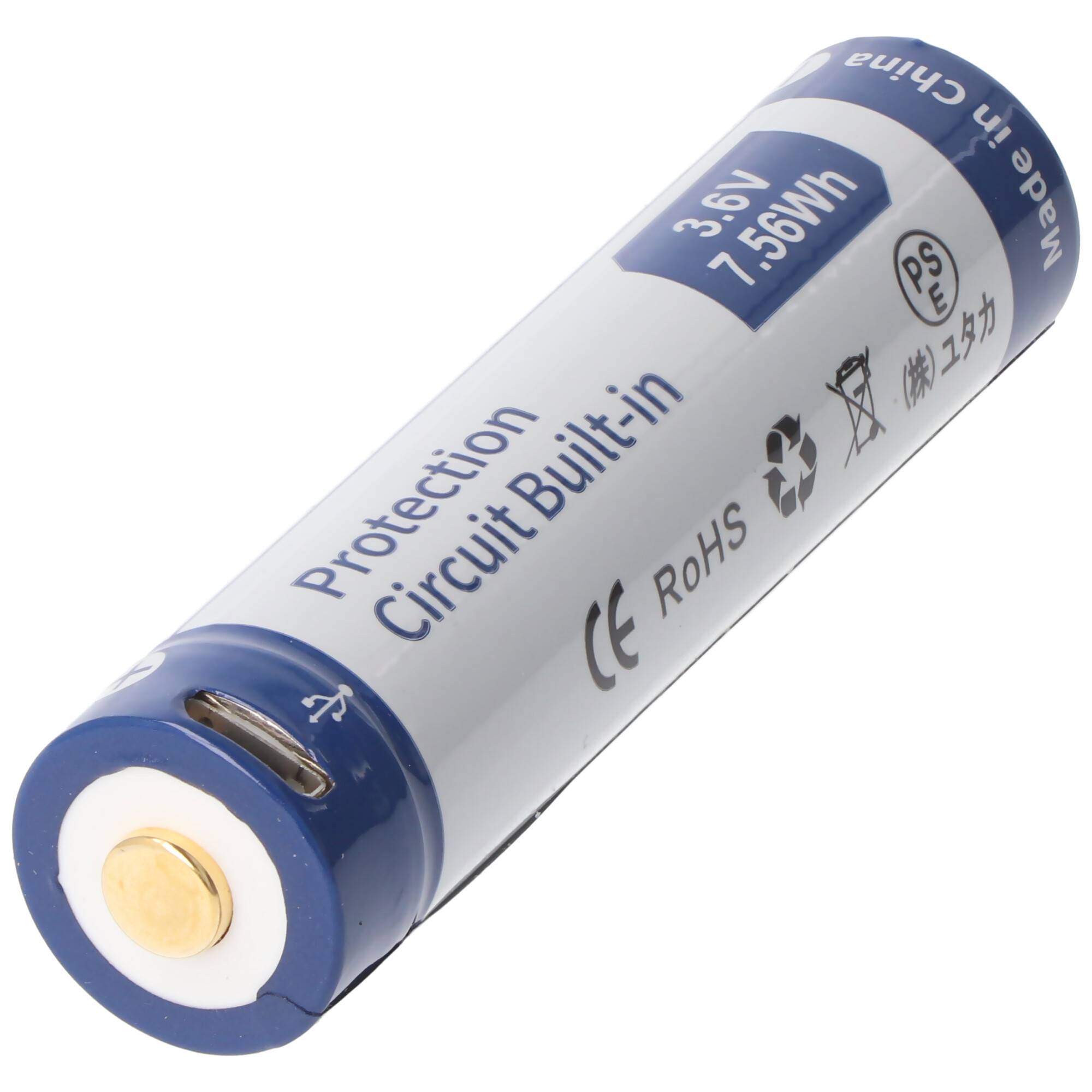 Keeppower 16650 Li-ion Akku 2100mAh, 3,7V - 3,6V, 70,2x16,74mm PCB geschützt mit USB Lademöglichkeit P1621U
