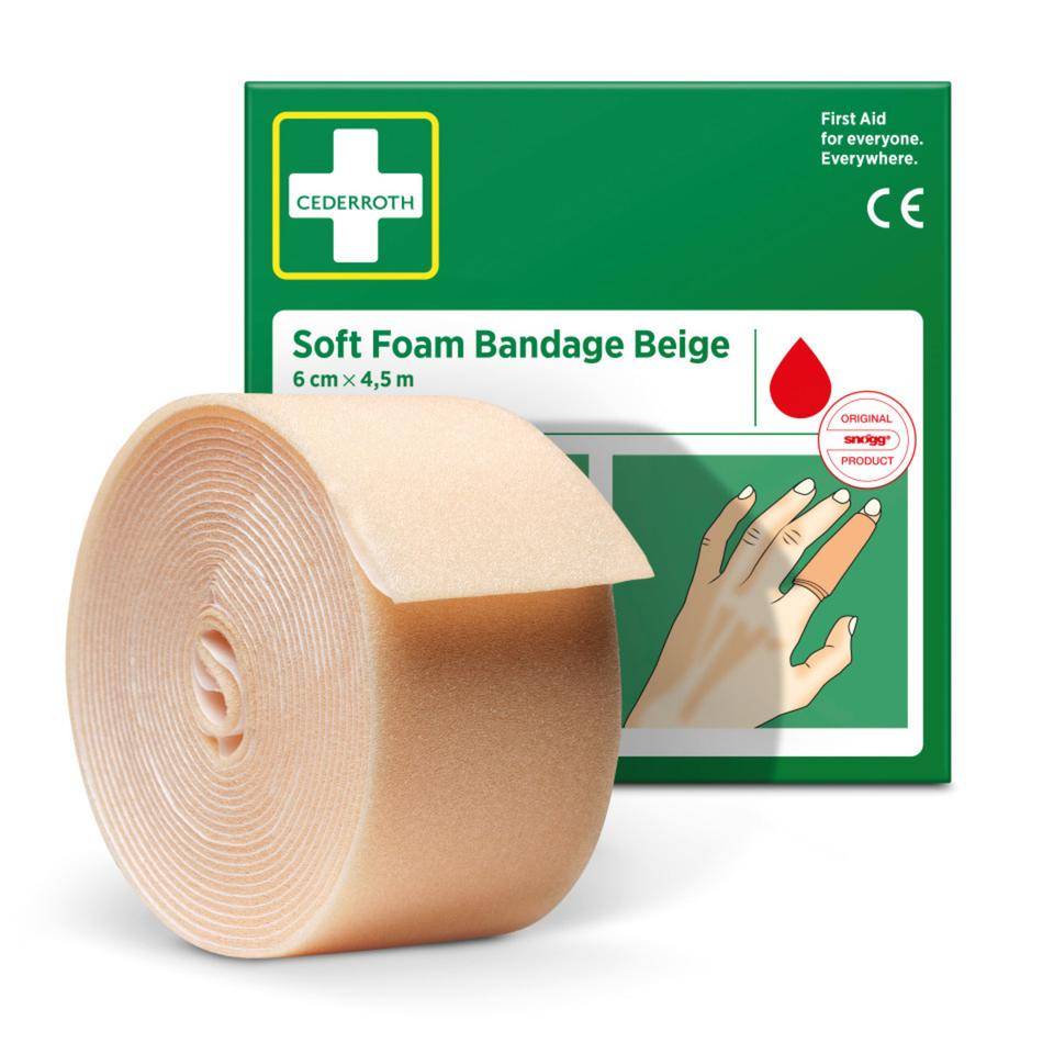 CEDERROTH Soft Foam Bandage,elastisch,beige,Polyurethanschaum,selbstklebend,6cm,4,5m