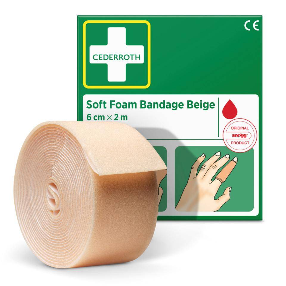 CEDERROTH Soft Foam Bandage, elastisch, beige, Polyurethanschaum, 6cm, 2m