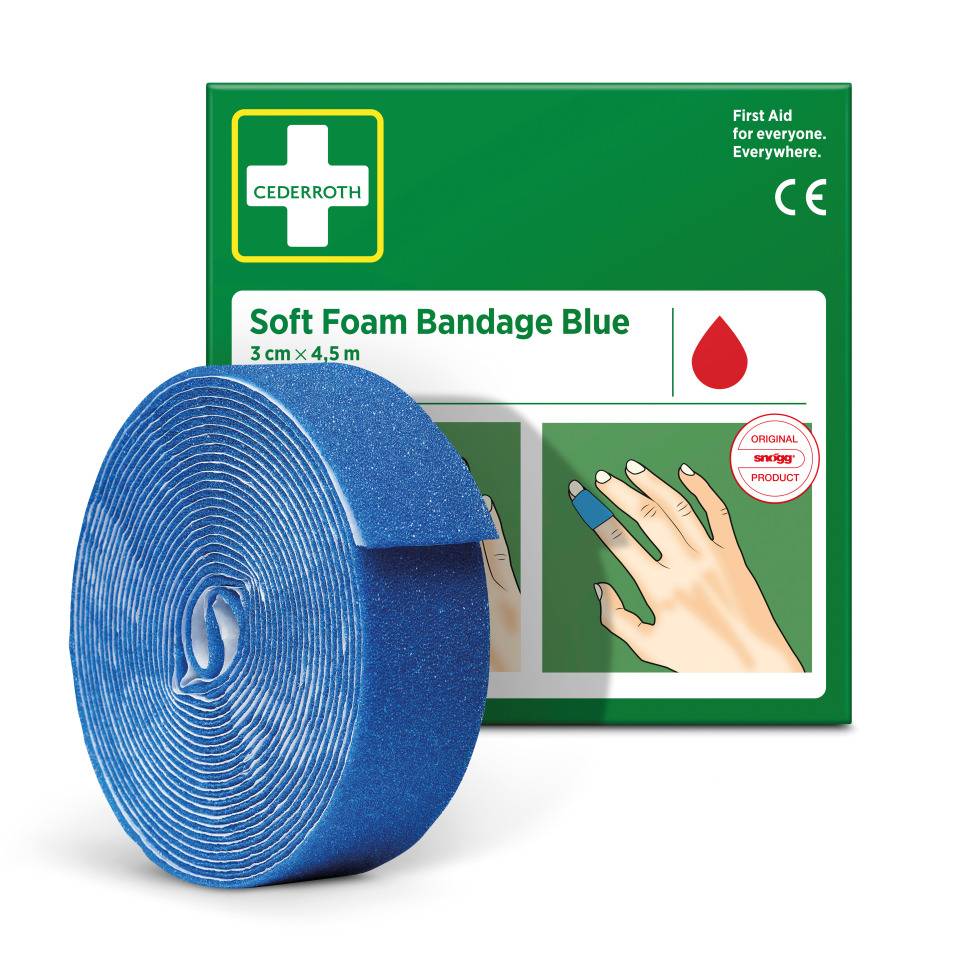 CEDERROTH Soft Foam Bandage Finger/Zeh,blau,Polyurethanschaum,selbstklebend,3cm,4,5m