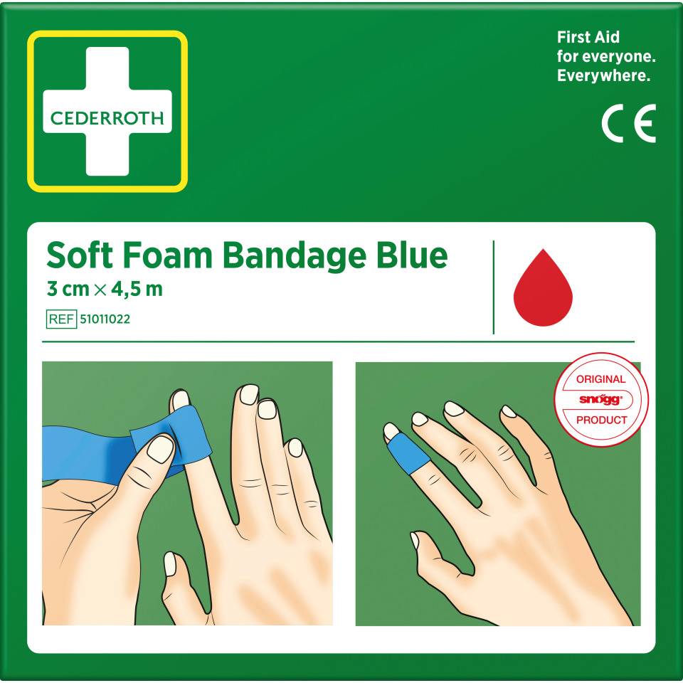 CEDERROTH Soft Foam Bandage Finger/Zeh,blau,Polyurethanschaum,selbstklebend,3cm,4,5m