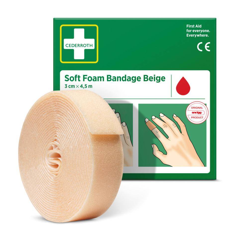 CEDERROTH Soft Foam Bandage Finger/Zeh,beige,Polyurethanschaum,selbstkl,3cm,4,5m
