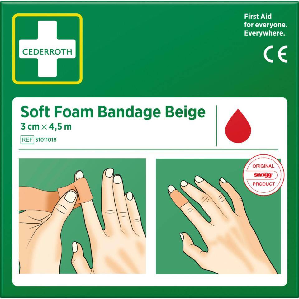 CEDERROTH Soft Foam Bandage Finger/Zeh,beige,Polyurethanschaum,selbstkl,3cm,4,5m