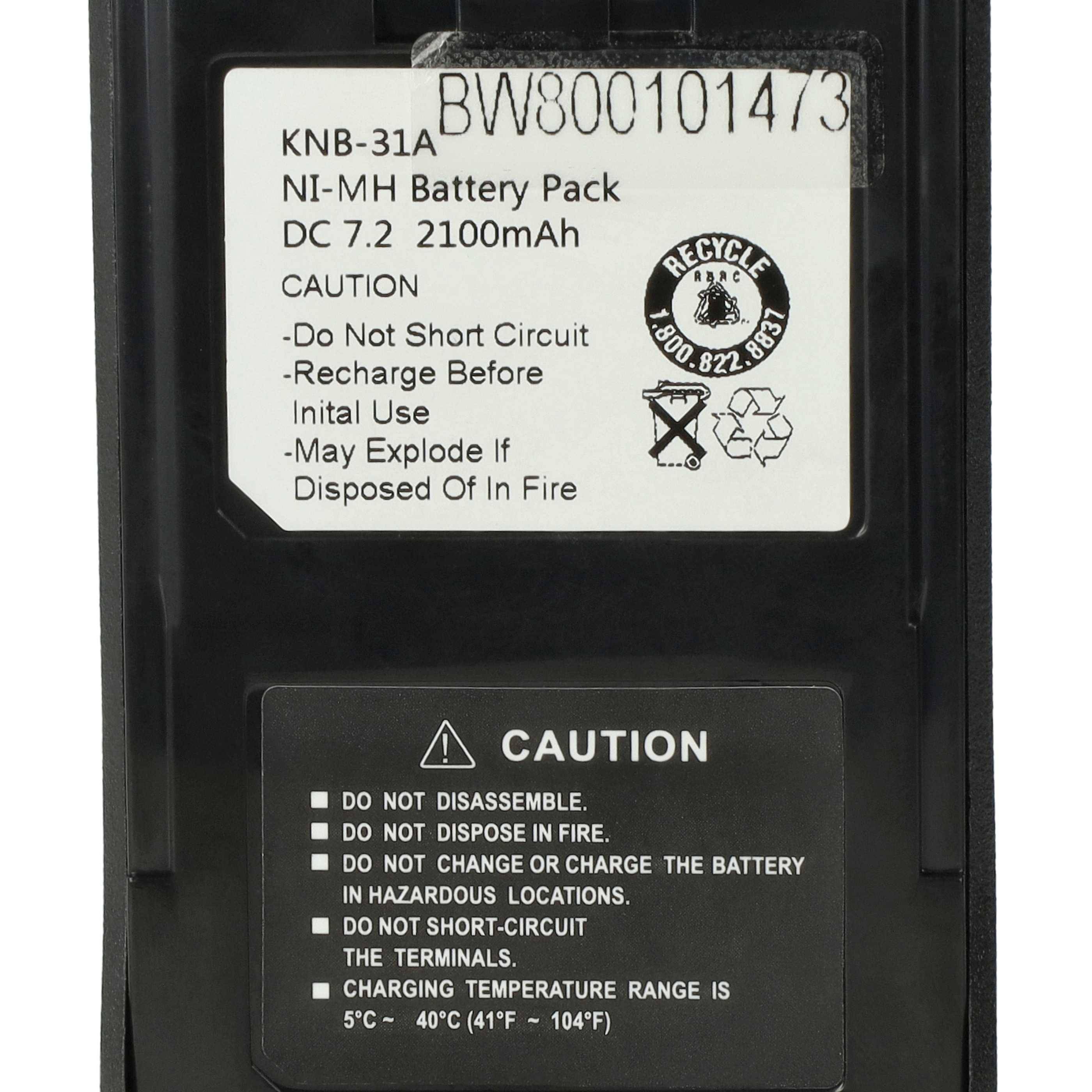 vhbw Akku Ersatz für Kenwood KNB-41NC, KNB-32N, KNB-31A, KNB-33L für Funkgerät, Walkie Talkie (2100 mAh, 7,2 V, NiMH)