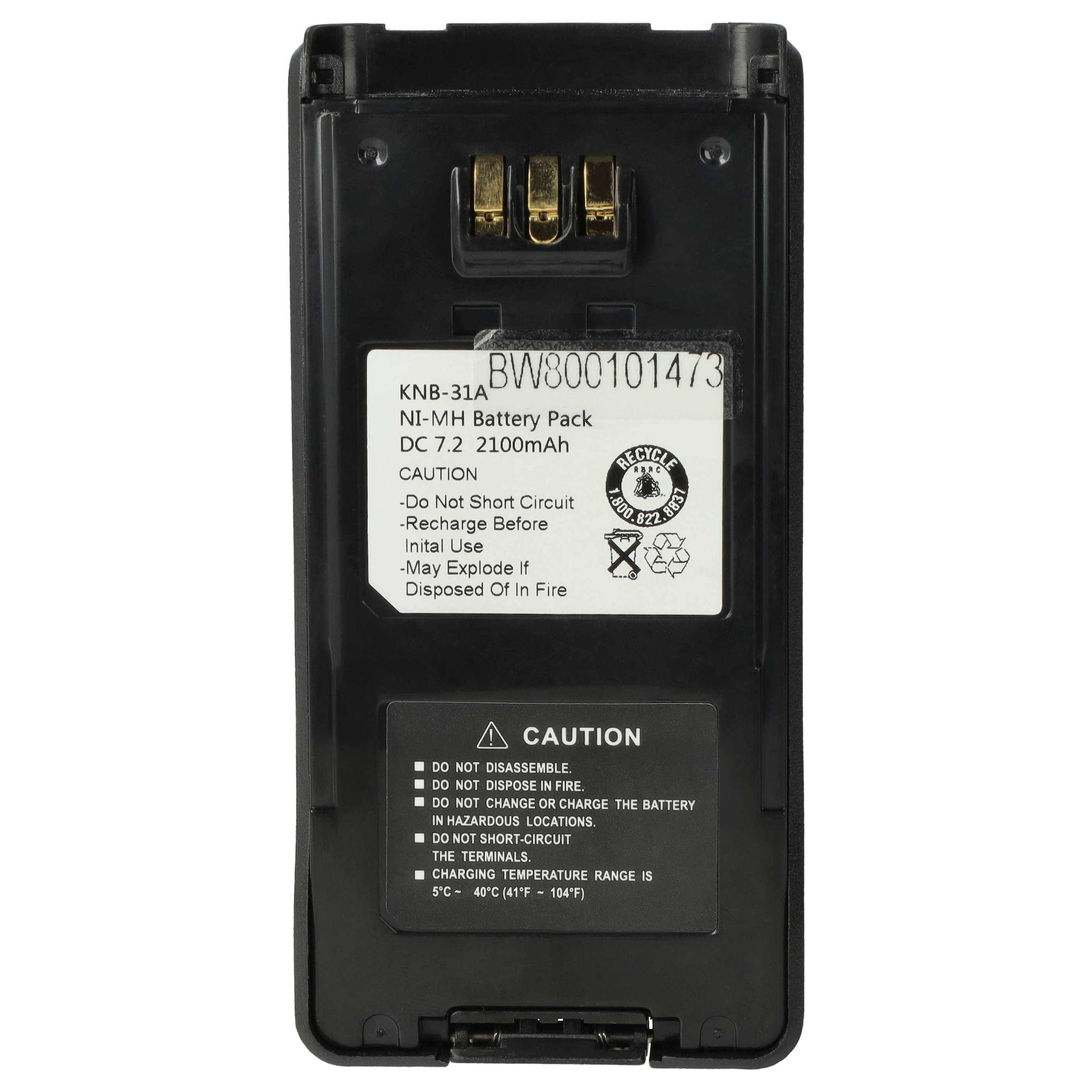 vhbw 2x Akku kompatibel mit Kenwood TK-5310GK, TK-5410, TK-5310K Funkgerät, Walkie Talkie (2100 mAh, 7,2 V, NiMH)