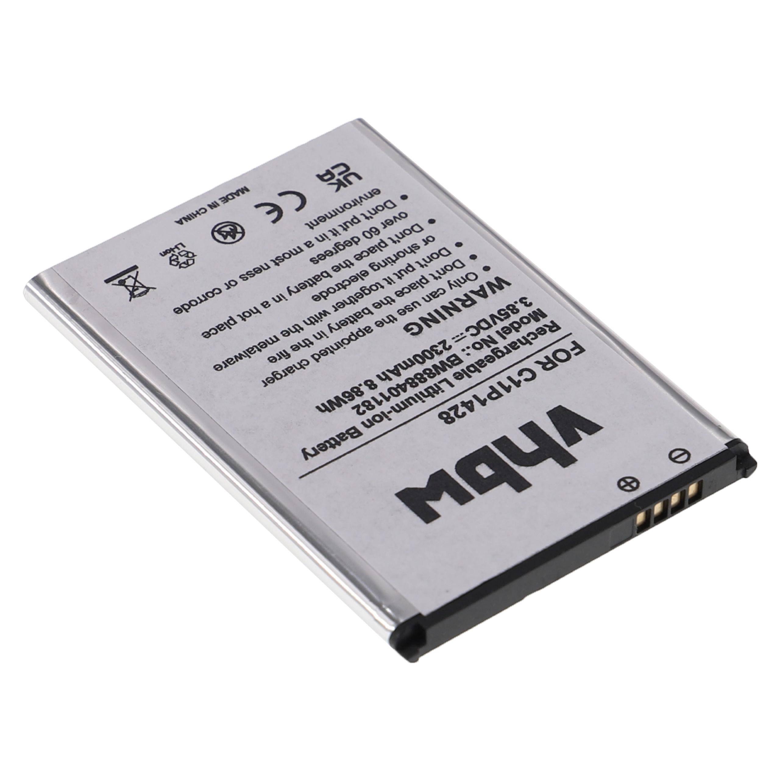 vhbw Akku kompatibel mit Asus ZenFone 2 Laser (ZE500KG), 2 Laser (ZE500KL), ZB551KL Handy Smartphone Telefon (2300mAh, 3,85V, Li-Ion)