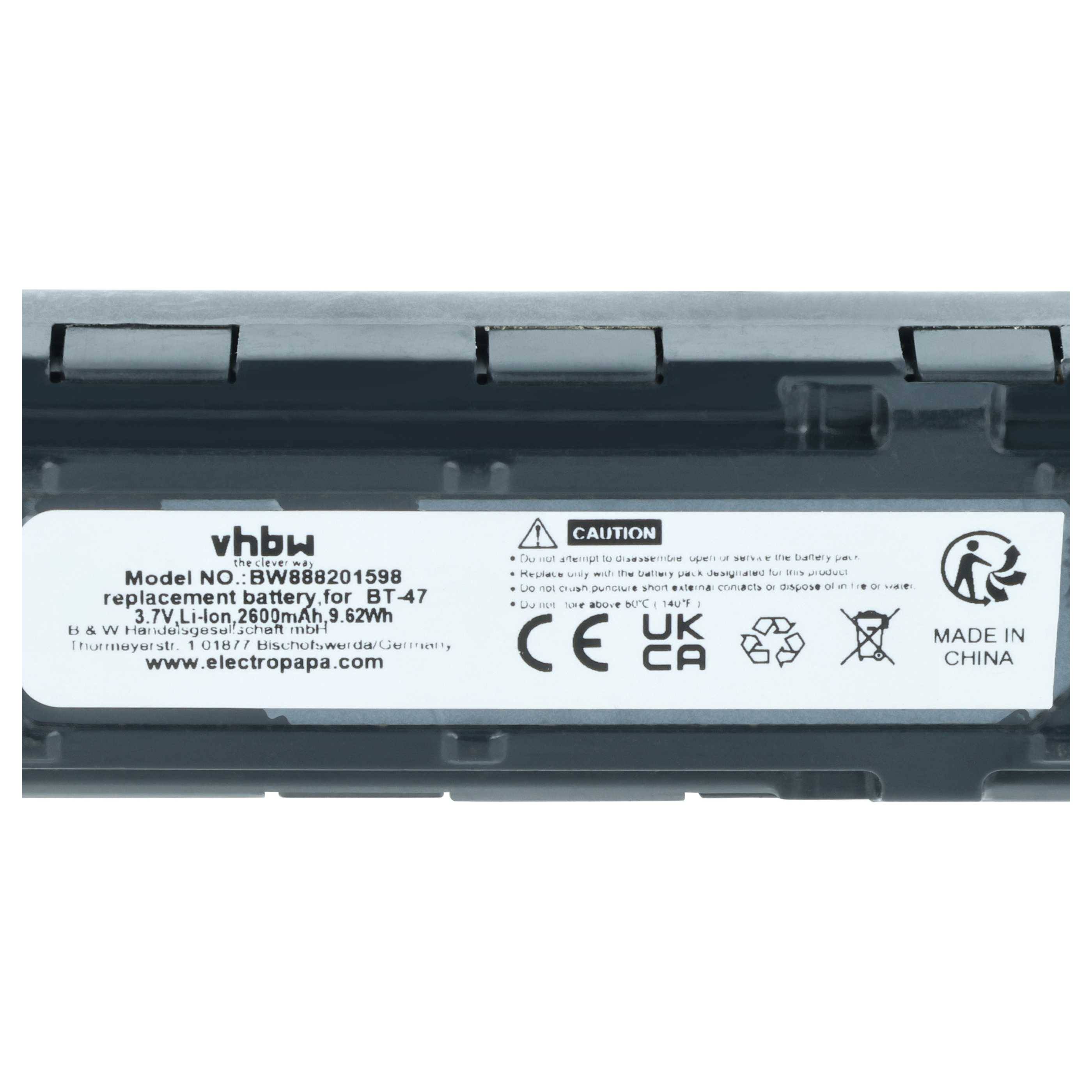 vhbw 2x Akku kompatibel mit Datalogic Gryphon GM4500, 4500, GBT4500 Barcodescanner POS (2600 mAh, 3,7 V, Li-Ion)