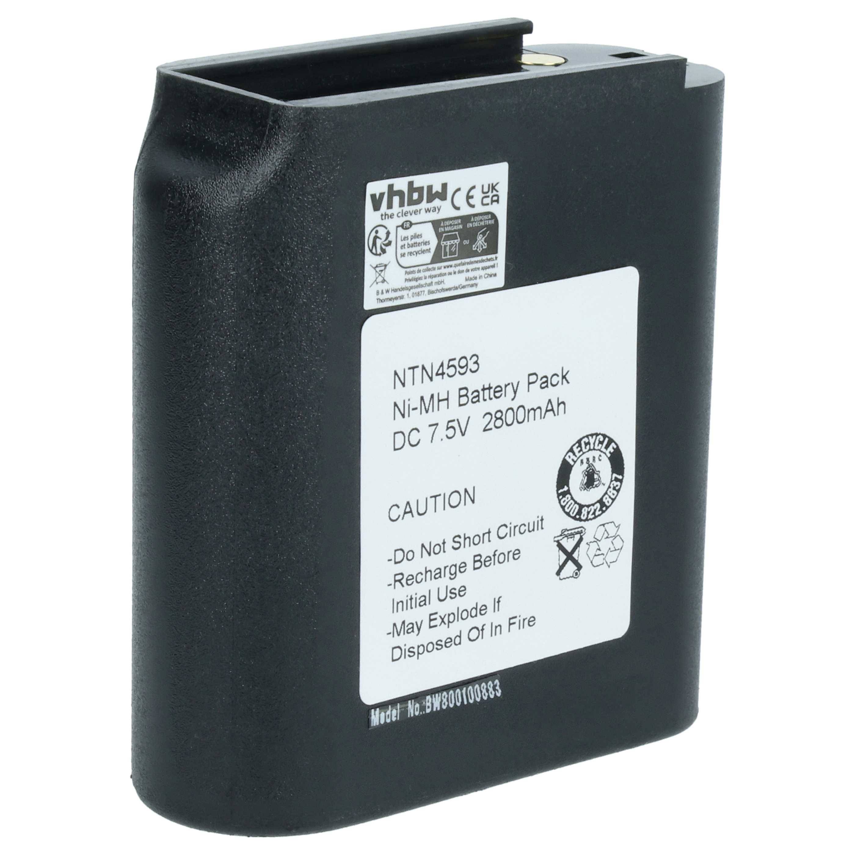 Ein schwarzer VHbw Ni-MH Akku-Pack mit der Aufschrift „NTN4593 DC 7,5V 2800mAh