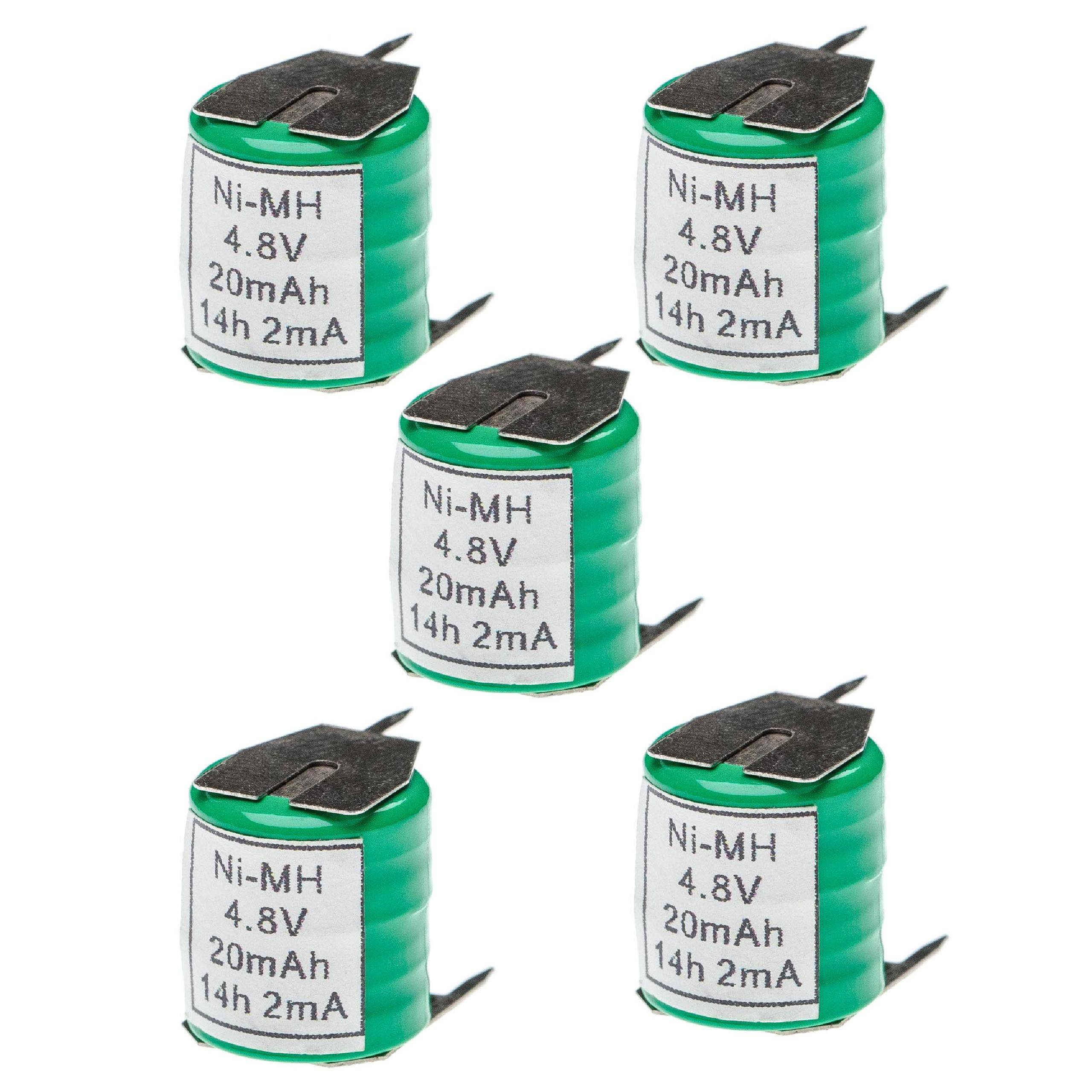 vhbw 5x Akku Ersatz für 4/V15H für Modellbau (20mAh, 4,8V, NiMH), mit 3 Pin Stecklötfahne