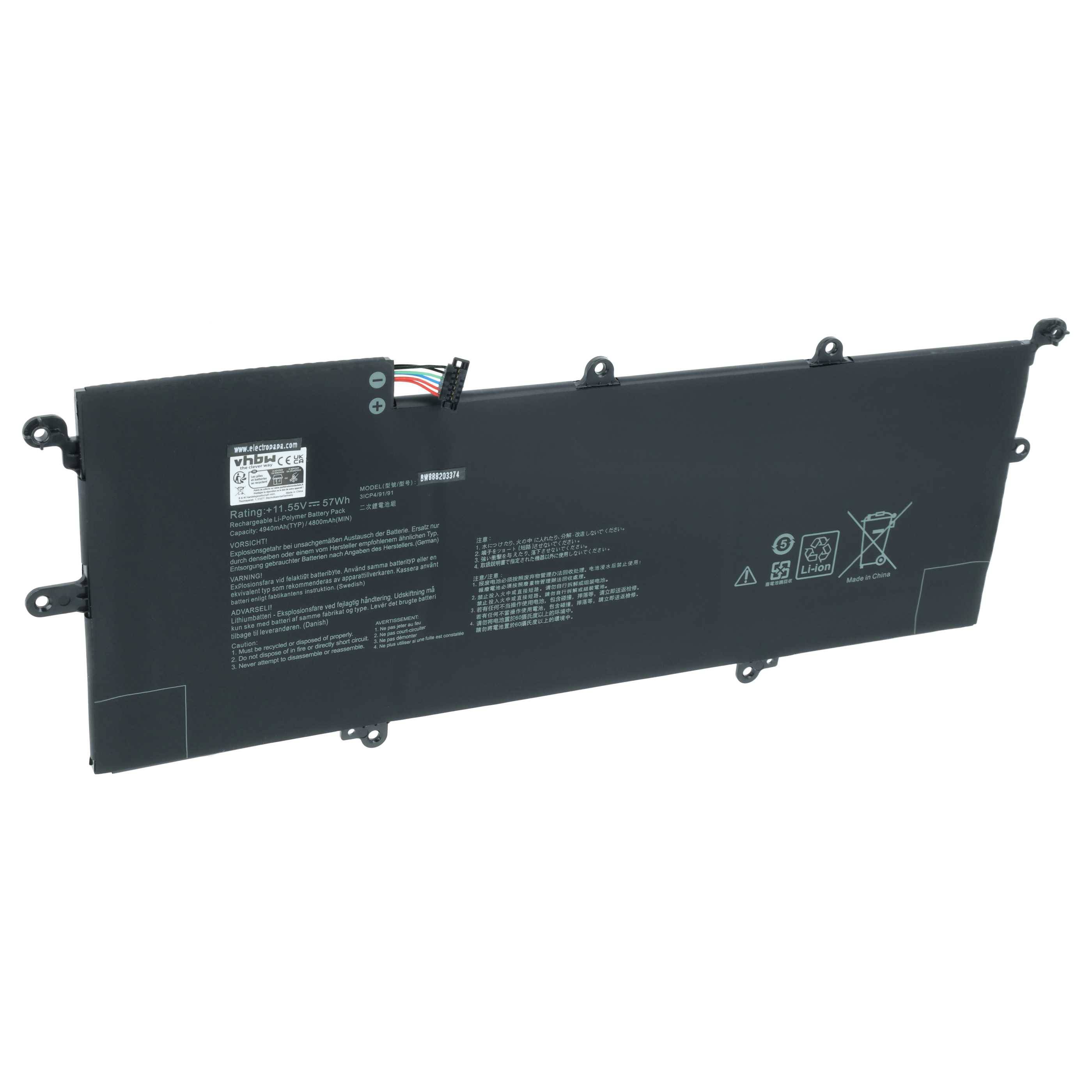 vhbw Akku kompatibel mit Asus ZenBook Flip 14 UX461UN-E1051T, UX461UN-E1046T, UX461UN-E1086T Notebook (4850 mAh, 11,52 V, Li-Polymer)