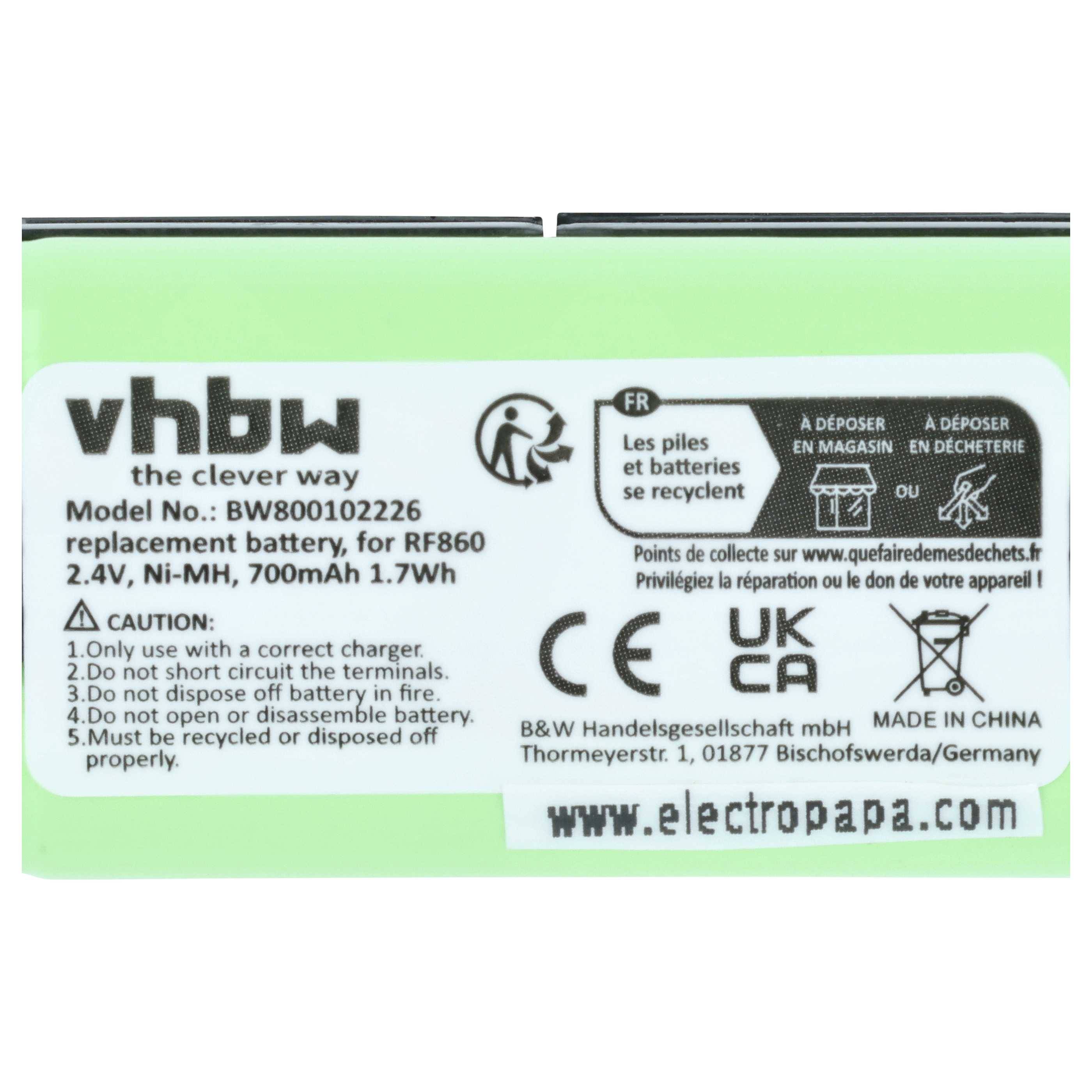 vhbw 3x Akku kompatibel mit Sony MDR-RF860RK, MDR-RF860R, MDR-RF855RK, MDR-RF860 Wireless Headset Kopfhörer (700 mAh, 2,4 V, NiMH)
