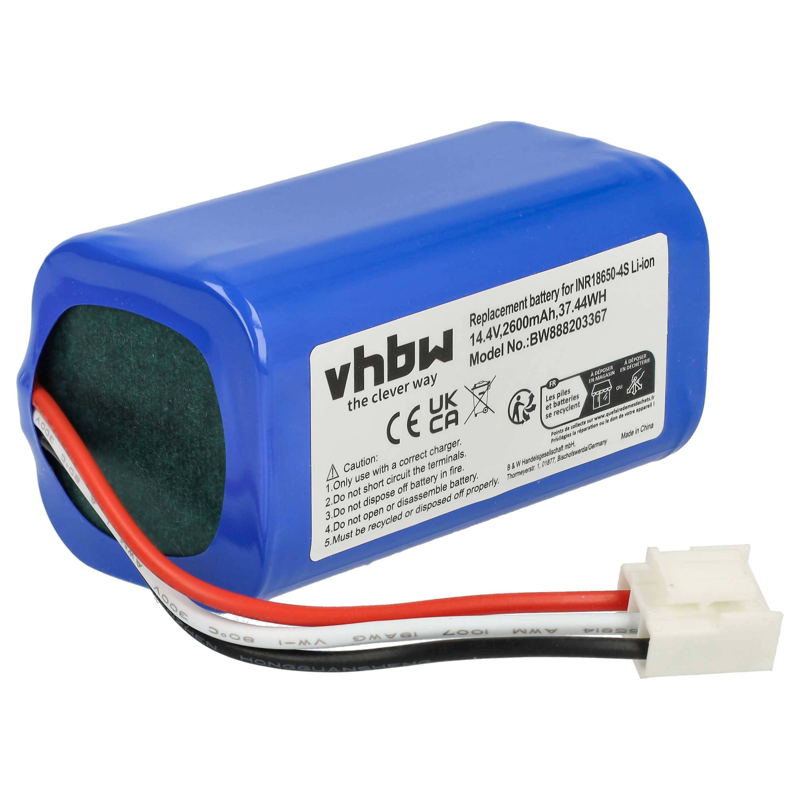 vhbw Akku kompatibel mit Severin Chill RB-7028, RB 7028 Saugroboter (2600 mAh, 14,4 V, Li-Ion)