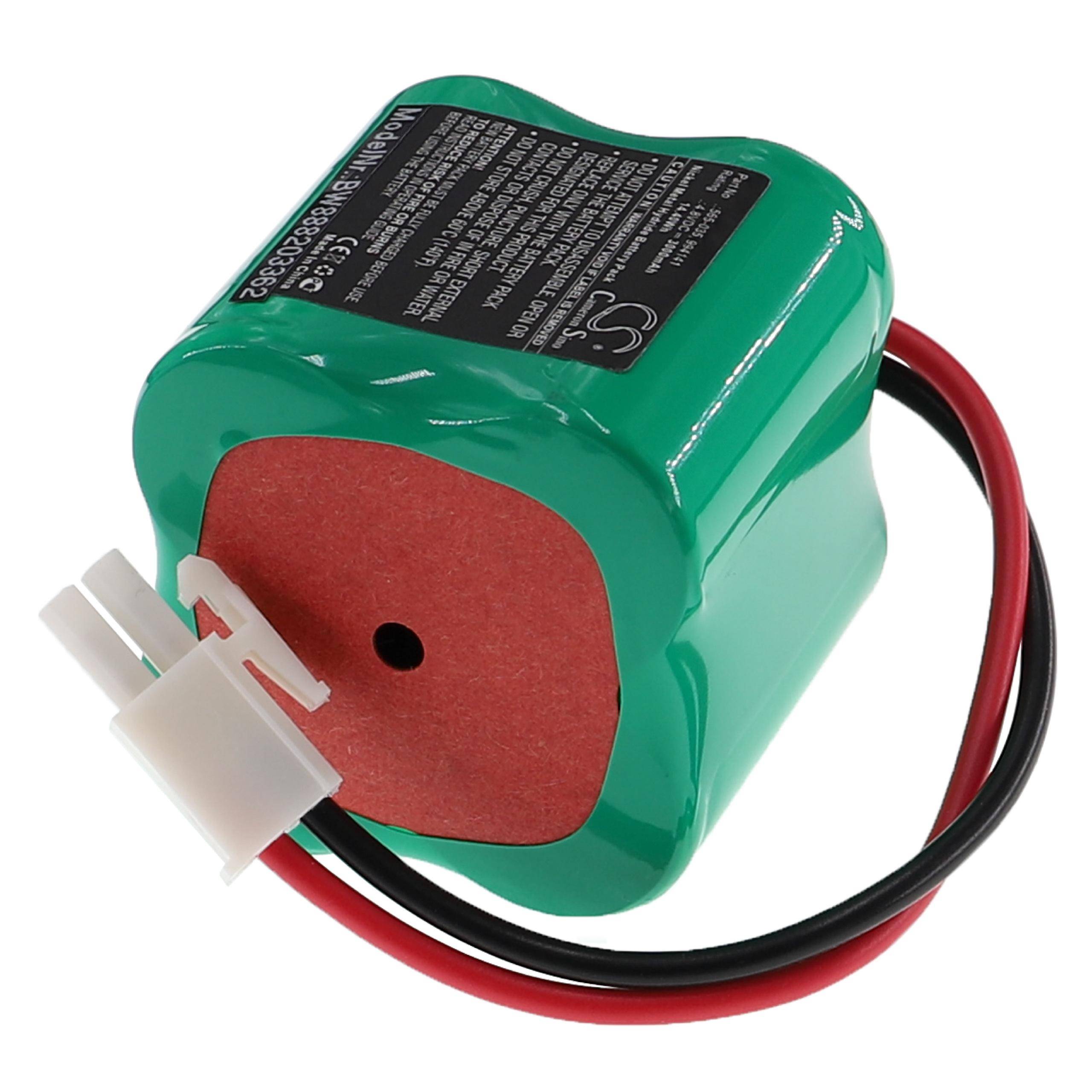 Grüner wiederaufladbarer Batteriepack mit roten und schwarzen Drähten und weißem Steckerverbinder