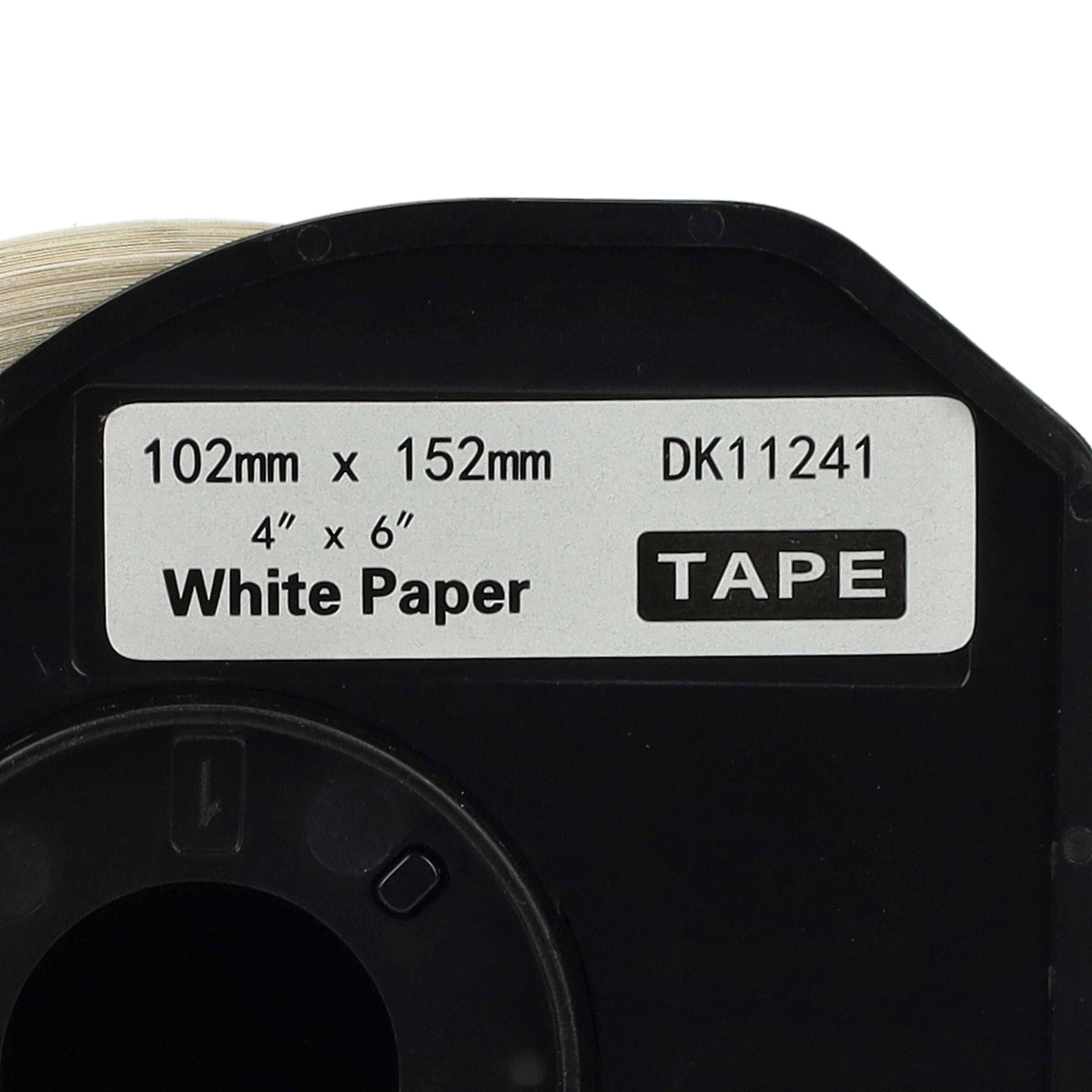 vhbw 10x Etiketten-Rolle mit Halter 102mm x 152mm (200 Etiketten) Ersatz für Brother DK-11241 für Etiketten-Drucker - Standard Weiß