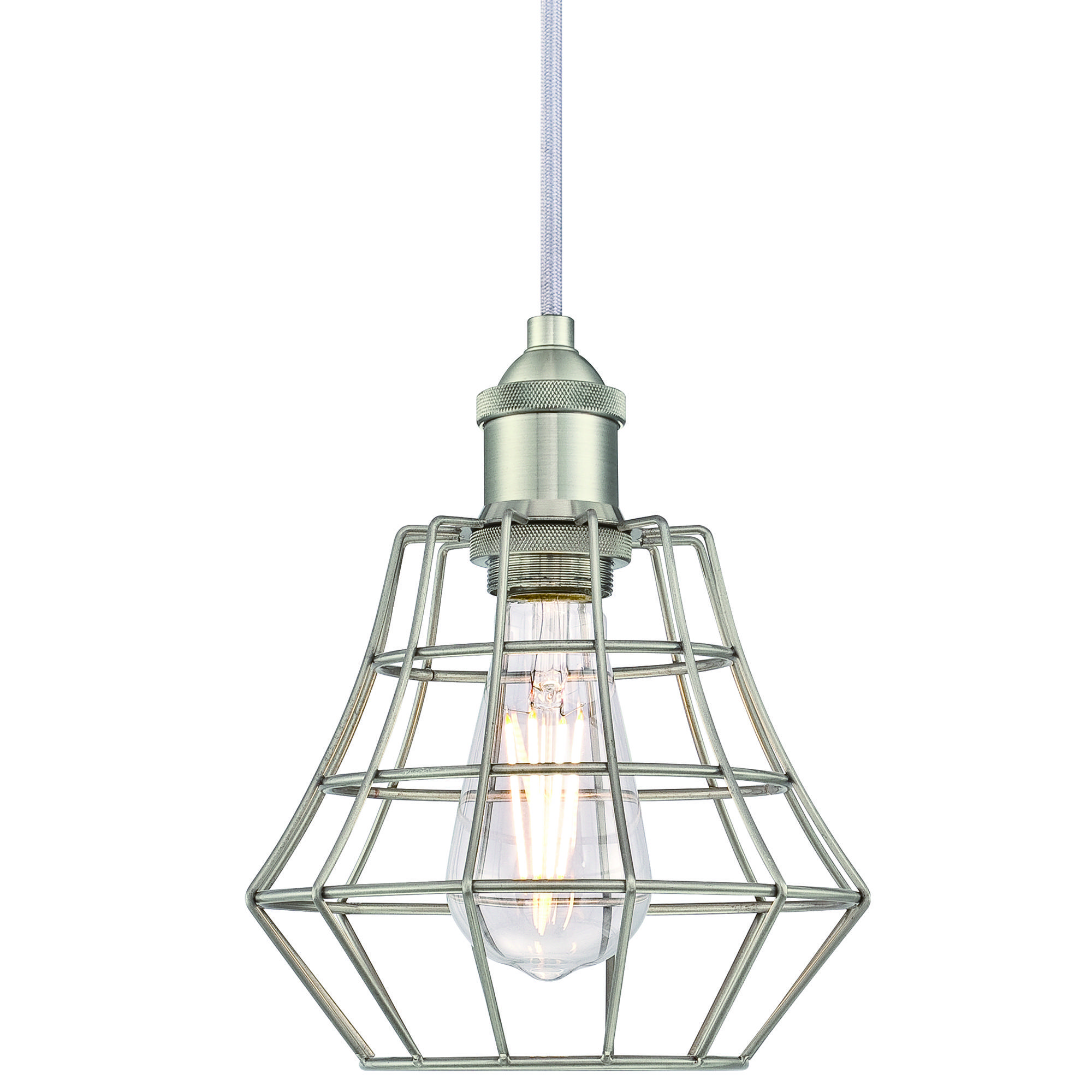 Pendelleuchte Nathan Nickel gebürstet mit 1 Lampe